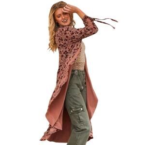 Gimmicks Kimono Boho Floral Cinch Festival Lace Raw Whimsy Gypsy Flowy Womens S